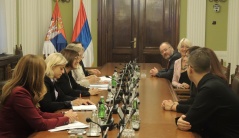 11 September 2015 The Speaker of the National Assembly of the Republic of Serbia Maja Gojkovic and the representatives of association Egal and the Gay Lesbian Info Centre